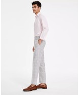 Bar III Dress Linen Pants Men&#39;s 38x30 Grey Plaid Slim-Fit Linen MLCOPC1Y... - €27,30 EUR