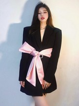 TWOTWINSTYLE Korean Fashion Blazer For Women Notched Collar Long Sleeve Patchwor - £140.34 GBP