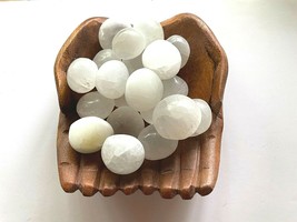 One Selenite Tumbled Stone 25-30mm Hand Polished Morocco Reiki Healing C... - $3.36