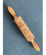 Springerle Embossed Rolling Pin 6 1/4&quot; Wood Engraved Dough Roller Carved... - $26.98 CAD