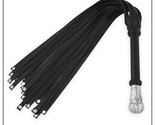 Real Genuine Cow Hide Leather Flogger 25 Falls Black Heavy &amp; Steel Studd... - £18.36 GBP