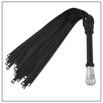 Real Genuine Cow Hide Leather Flogger 25 Falls Black Heavy &amp; Steel Studd... - $23.36