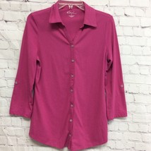 Kim Rogers Womens Button Up Shirt Pink Long Sleeve Collar Top  S - $9.89