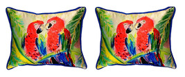 Pair of Betsy Drake Two Parrots Small Pillows 11 Inch X 14 Inch - £54.43 GBP
