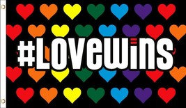 Love Wins Rainbow 3 X 5 Flag 3x5 Decor Banner FL669 Sign Gay Pride Lovewins - £6.01 GBP