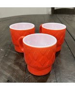 Fire King Stacking Mugs Diamond Quilted Orange Milk Glass Coffee Cups - $40.60 CAD