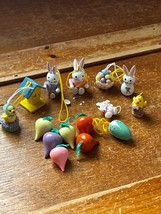 Mixed Lot of Mini Painted Wood Bird House Easter Bunny Rabbit Turnips Re... - $9.49