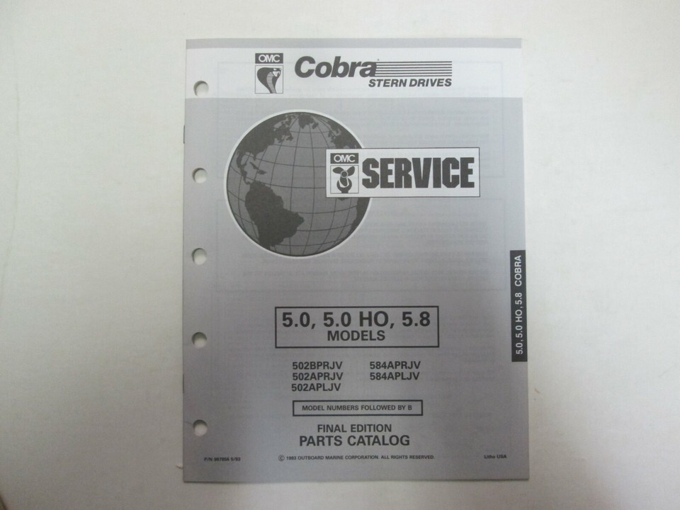 1994 OMC Stern Drives 5.0/5.0 HO/5.8 EFI Service Parts Catalog FACTORY OEM *** - $14.95 1994 OMC Stern Drives 5.0/5.0 HO/5.8 EFI Service Parts Catalog FACTORY OEM *** - $14.95
