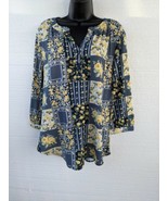 N touch Women&#39;s floral partial button shirt  Blouse  Top Size Med long s... - £13.44 GBP