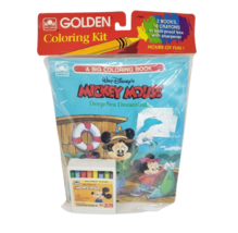 VINTAGE DISNEY MICKEY MOUSE COLORING KIT 2 BOOKS + CRAYONS PAINT N MARKER - $19.00