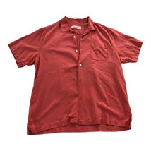 tommy bahama silk hawaiian Dress shirt Salmon Color Large Casual Short S... - £10.73 GBP
