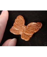 (Y-BUT-551) BUTTERFLY gem GOLDSTONE stone figurine gemstone carving BUTT... - $14.01
