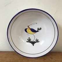 Set Lot 3 Vintage Handpainted Portuguese Stoneware Blue Bird Dessert Bow... - £31.45 GBP