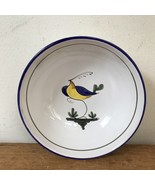 Set Lot 3 Vintage Handpainted Portuguese Stoneware Blue Bird Dessert Bow... - £31.78 GBP