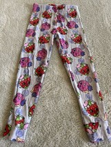 Shopkins Girls Gray Pink Donut Red Strawberries Snug Fit Pajama Pants 6 - £4.70 GBP