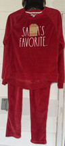 Rae Dunn Christmas Santa’s Favorite Women Red Velour Sweatshirt/Pants Pajamas SM - £27.53 GBP