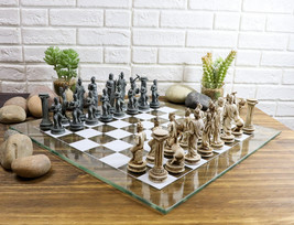 Ebros Olympus At War Greek Olympian Deities Resin Chess Pieces W/Glass Board Set - £60.93 GBP