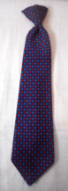 Mens Clip On Ties Pre-tied Necktie Red Blue Squares Diamond Pattern 17&quot; - £6.21 GBP