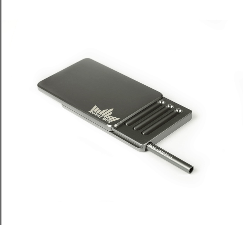 Royal Box Titanium Space 8 Compartment Luxury Snuff Box Built in 3” Metal Straw Item image 3