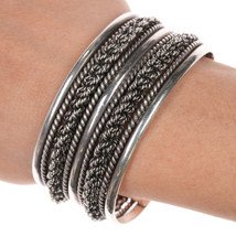 6.25&quot; Large Mexican sterling twisted silver wire cuff bracelet - $192.31