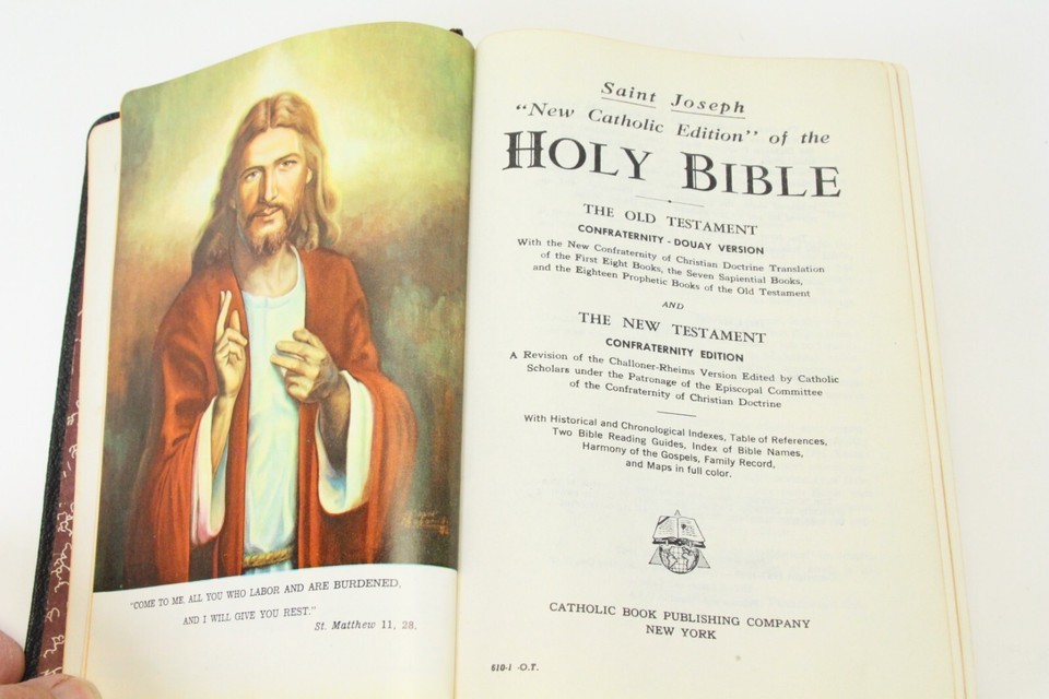 Holy Bible Saint Joseph New Catholic Edition Illustrated 1962 Black Leather Item image 6