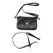 Stone Mountain Black Faux Leather Crossbody Bag – Multi-Zip – Adjustable... - €18,85 EUR