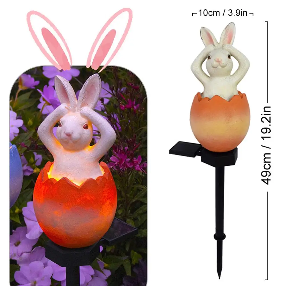 LED Solar  Figurine Ground Inserted Lights Waterproof Resin  Egg Lamp Outdoor Co - £214.77 GBP