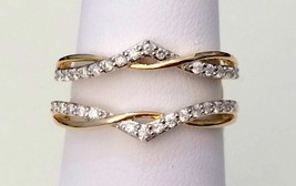 1.00 Ct Round Cut Real Moissanite Wedding Wrap Band Ring In Yellow Gold Plated - £103.29 GBP