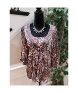 Milano Women's Multicolor Paisley Polyester Round Neck Long Sleeve Top B... - $27.72