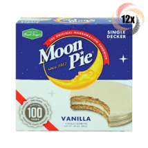 Full Box 12x Pies Moon Pie Single Decker Vanilla Marshmallow Sandwiches 2oz - $21.16
