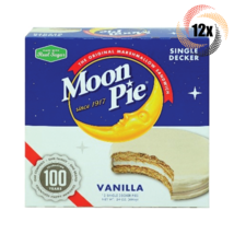 Full Box 12x Pies Moon Pie Single Decker Vanilla Marshmallow Sandwiches 2oz - $20.72