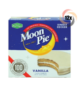 Full Box 12x Pies Moon Pie Single Decker Vanilla Marshmallow Sandwiches 2oz - $21.16