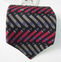 VICKY DAVIS NY CIGAR Bullet Tobacco Op Art SILK TIE NEW with TAG &quot;Light Up&quot; - £18.59 GBP
