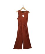 New Bobeau Jumpsuit Womens Small Orange Sleeveless Cropped V Neck Belted... - $32.48 CAD
