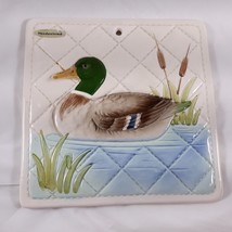 Vintage 1982 Otagiri Mallard Duck Design Square Porcelain Wall Plaque Tr... - $14.85