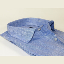 Mens Ciazzo Turkey 100% Linen Breathable Shirt Short Sleeves #Linen 33 Dark Blue image 3