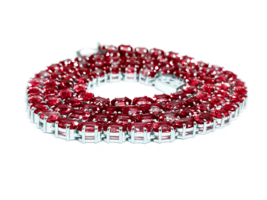 Garnet Tennis Necklace Oval Garnet Tennis Chain Natural Red - £201.77 GBP+