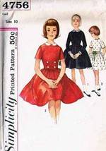 Vintage 1950's Child's DRESS Pattern 4756-s Size 10 - $12.00