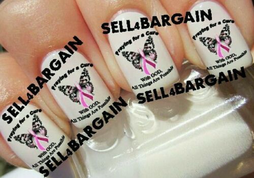 Primary image for PINK RIBBON PRAY FOR A CURE LOGO》BREAST CANCER AWARENESS》Tattoo Nail Art Decals