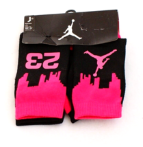 Nike Jordan Jumpman Black &amp; Pink Crew Socks 2 in Package Little Boy&#39;s  10C-3Y - £23.73 GBP