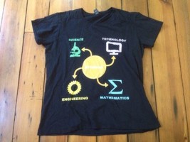 STEMinist Feminist Nerd Science Technology Math Black 100% Cotton T-Shirt XL 44" - $36.99