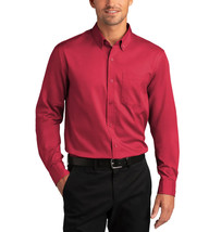 Port Authority Men&#39;s Rich Red Long Sleeve Twill Oxford Dress Shirt - 2XL - £13.39 GBP