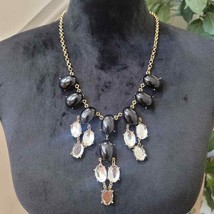 Women&#39;s Black &amp; Crystal Teardrop Beaded Stylish Statement Fashion Necklace - £21.07 GBP