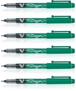 Pilot 6 Pcs Green V Sign Pen Liquid Ink Medium 2mm Nib Tip 0.6mm V-Sign ... - £15.52 GBP