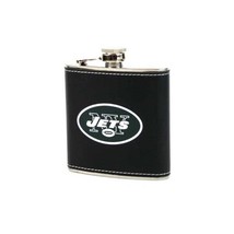 New York Jets Stainless Steel Leather-Wrapped 6 oz Flask with NFL Team Logo - $15.19