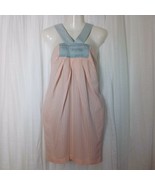 GO International Cotton Shift Sundress Pockets Pink Blue Sleeveless Line... - $42.74