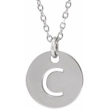 Precious Stars Unisex Sterling Silver Initial C Dangle Disc Necklace - £27.97 GBP