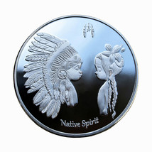 Medal Coin Native Spirit Indian Athenia 40mm Silver Plated BU 02046 - £32.36 GBP