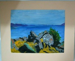 Original Vintage Acrylic  Painting &quot;Sevan Lake. Summer &quot; . Signed. - £23.66 GBP