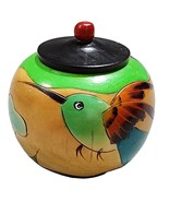 Hummingbird Parrot Hand Painted Carved Wooden Lacquer Bowl Trinket Box W... - $237.40 MXN